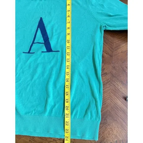 Old Navy Green L Navy Blue Initial Sweater Lightweight Women's A Pre-owned - Picture 4 of 7